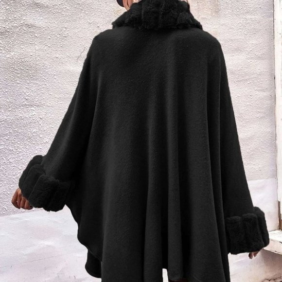 Black Womens faux fur Cardigan - Picture 2 of 3